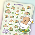 Planches d'autocollants Capybara et ses amis