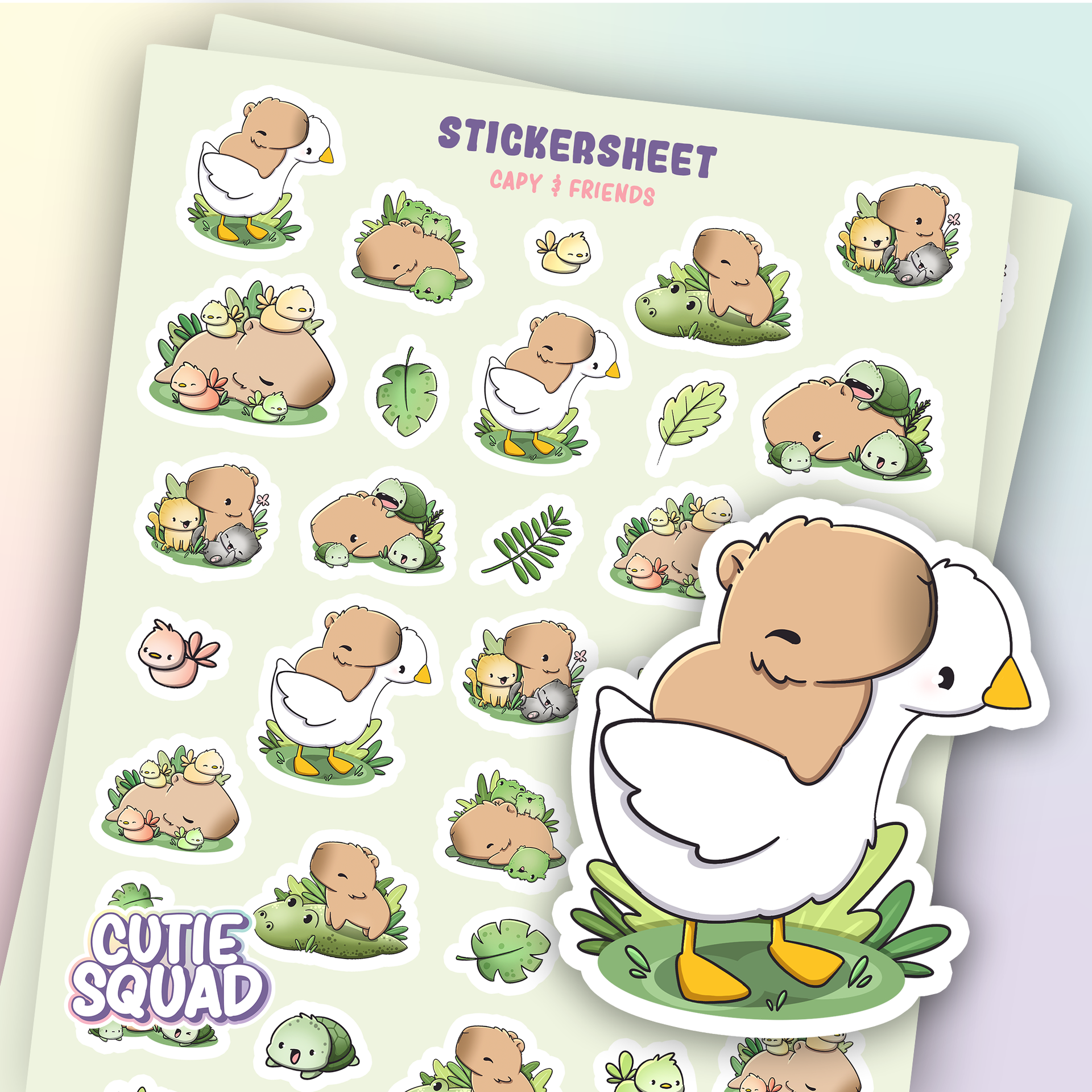 Planches d'autocollants Capybara et ses amis