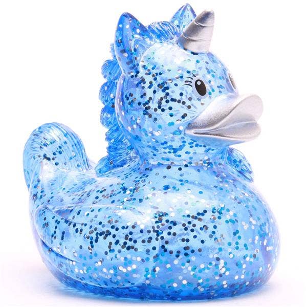 Anatra Unicorno Blu Glitterata