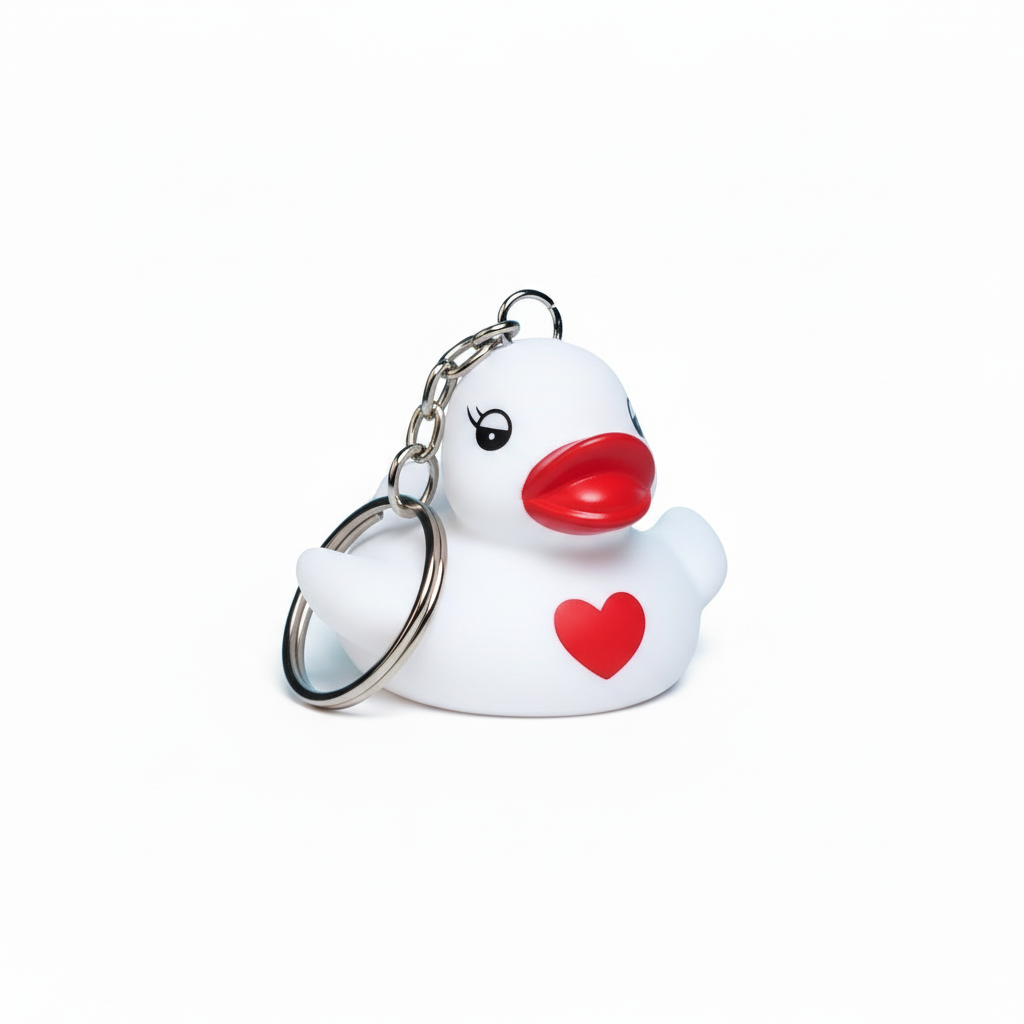 Porte-Clés Canard Blanc Cœur Rouge