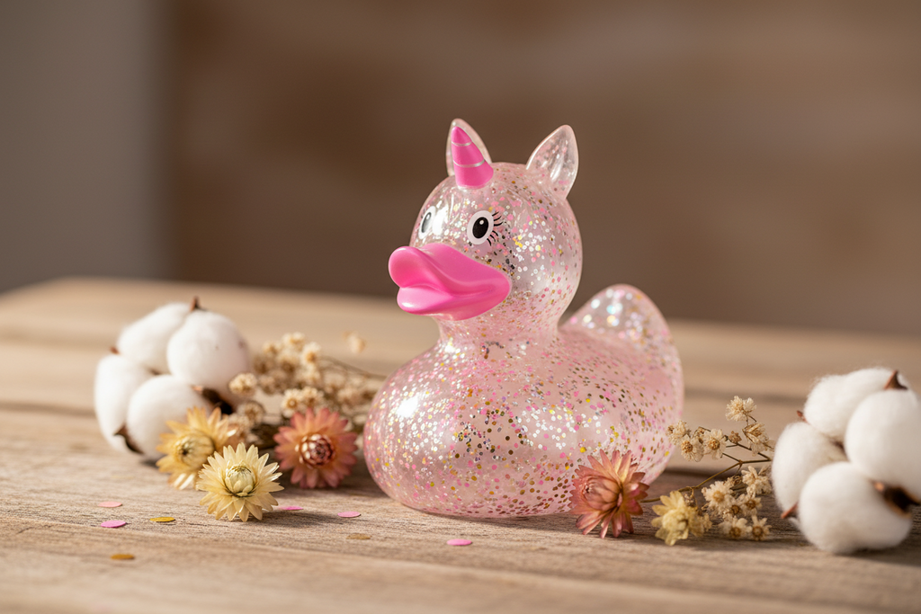 Anatra Unicorno Rosa Glitterato
