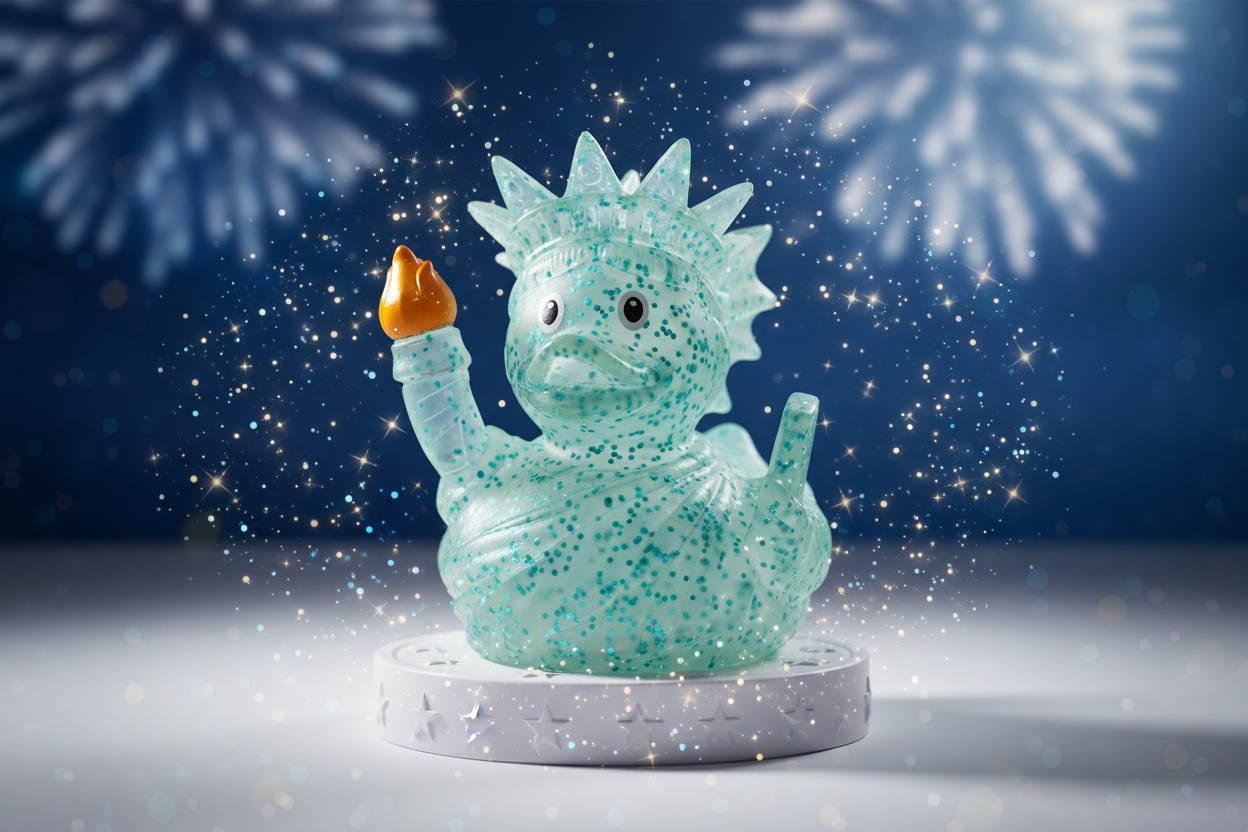 Anatra Statua della Libertà Glitterata