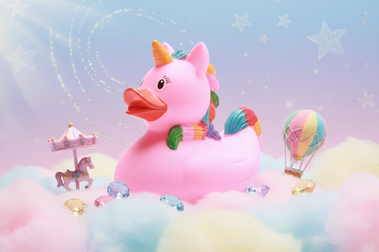 Anatra Unicorno Rosa Arcobaleno
