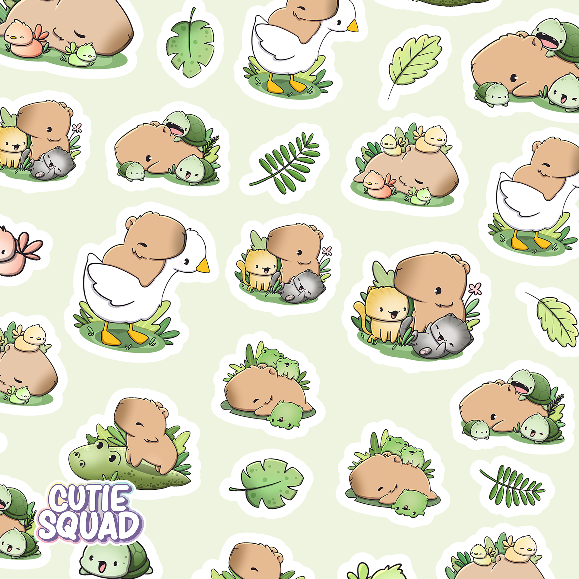 Planches d'autocollants Capybara et ses amis