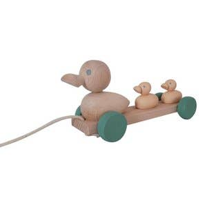 Jouets en bois à tirer - Famille Canard Bleu