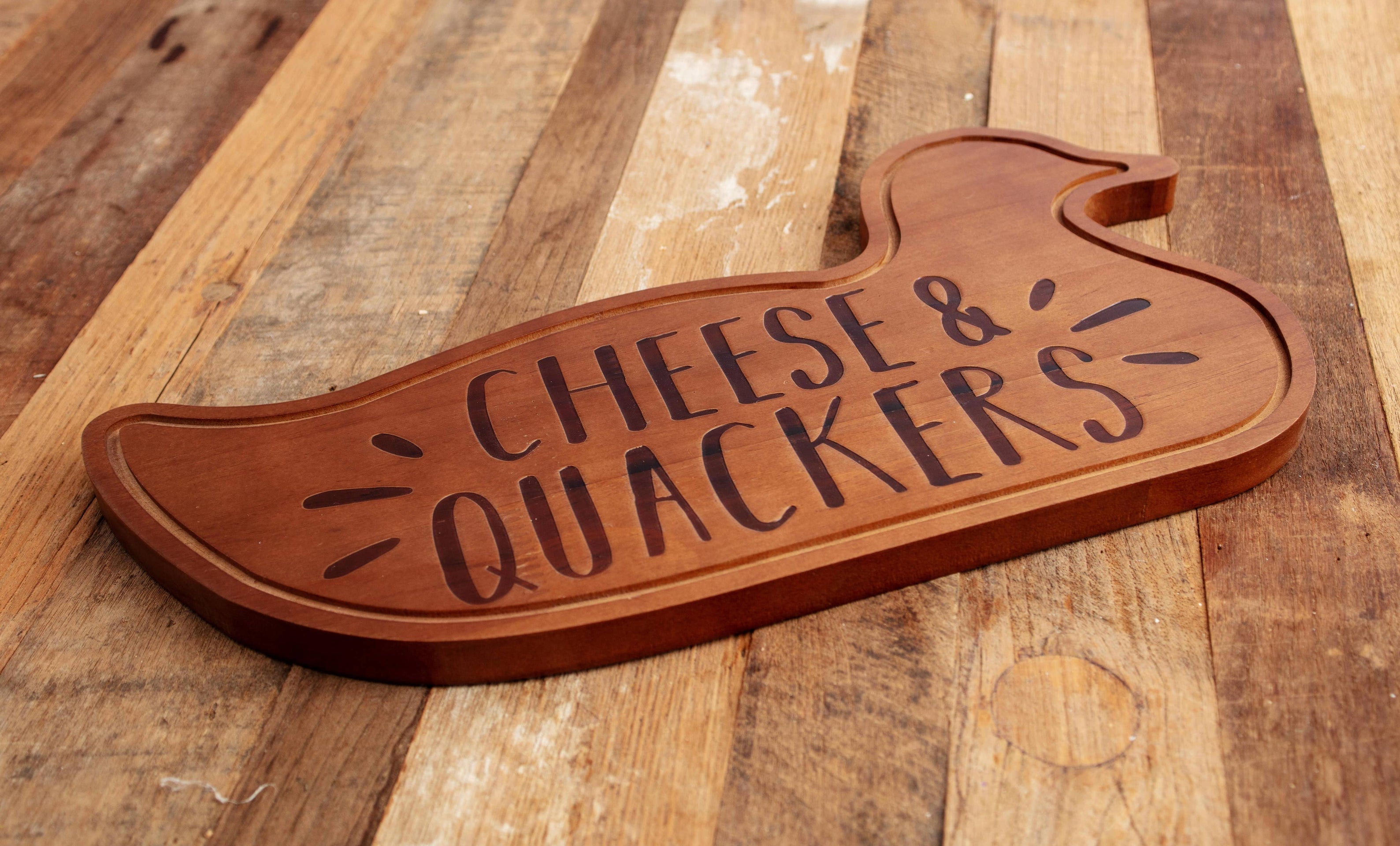 Duck "Cheese & Quackers" Wooden Charcuterie Board