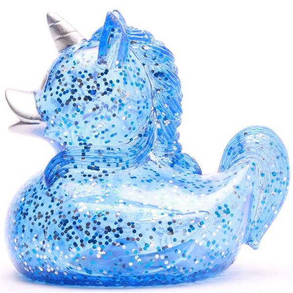 Anatra Unicorno Blu Glitterata