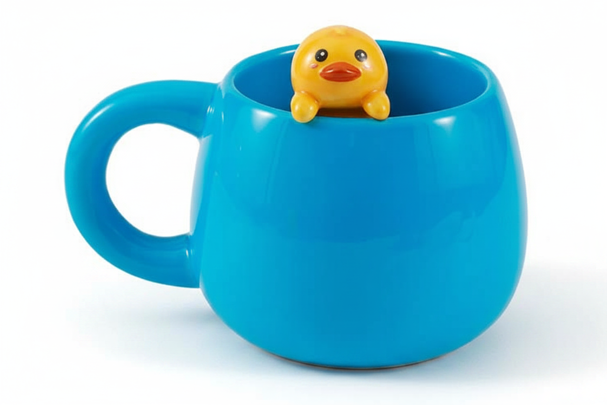 Tazza con statuina a forma di anatra