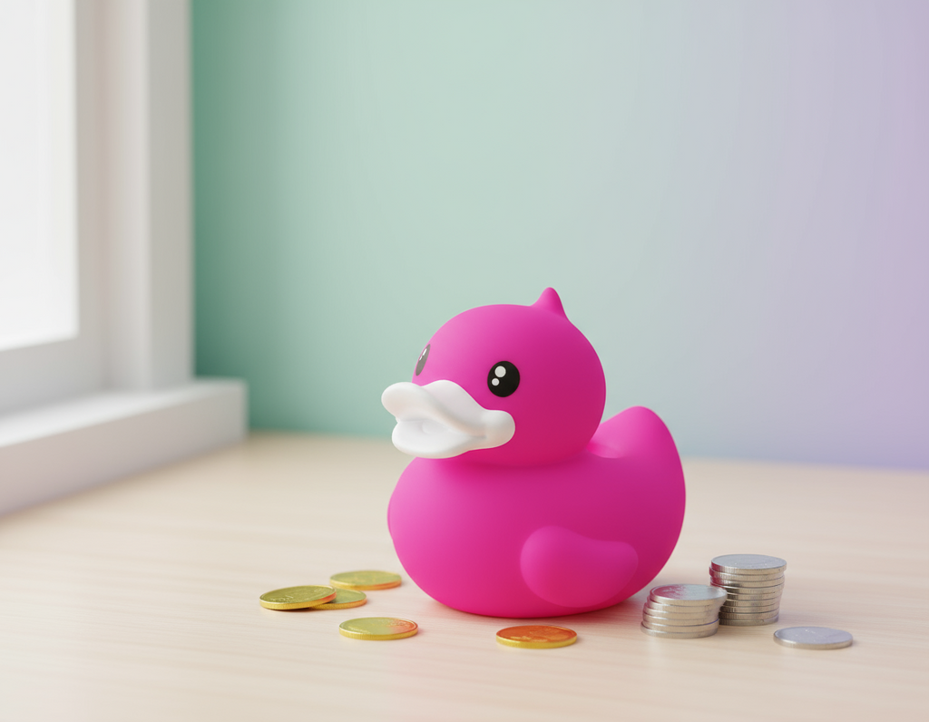 Petite Tirelire Canard Fuchsia
