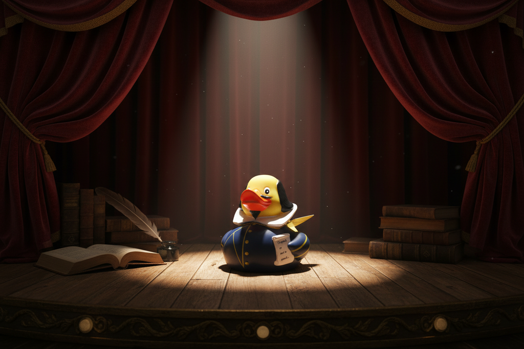 Canard Shakespeare Yarto — canard de bain à collectionner, inspiré de William Shakespeare, vue complémentaire 2