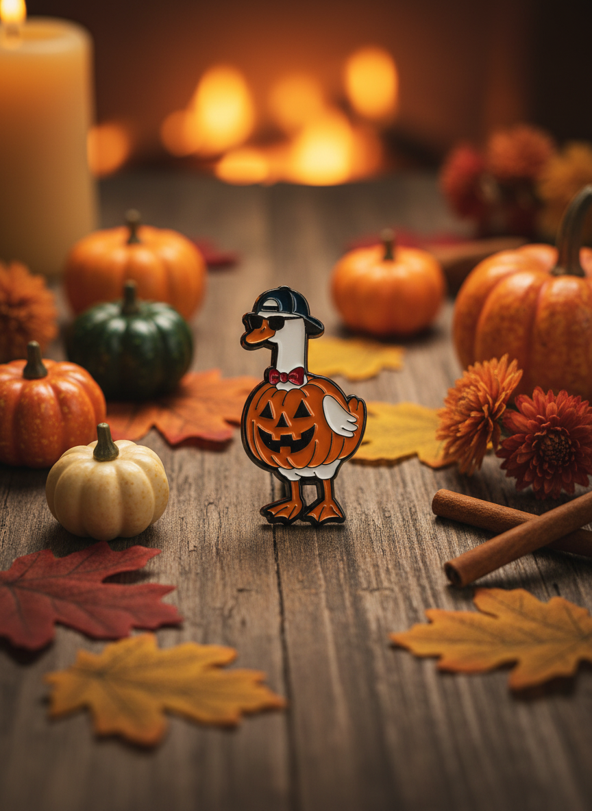 Spilla Anatra Bianca Zucca di Halloween