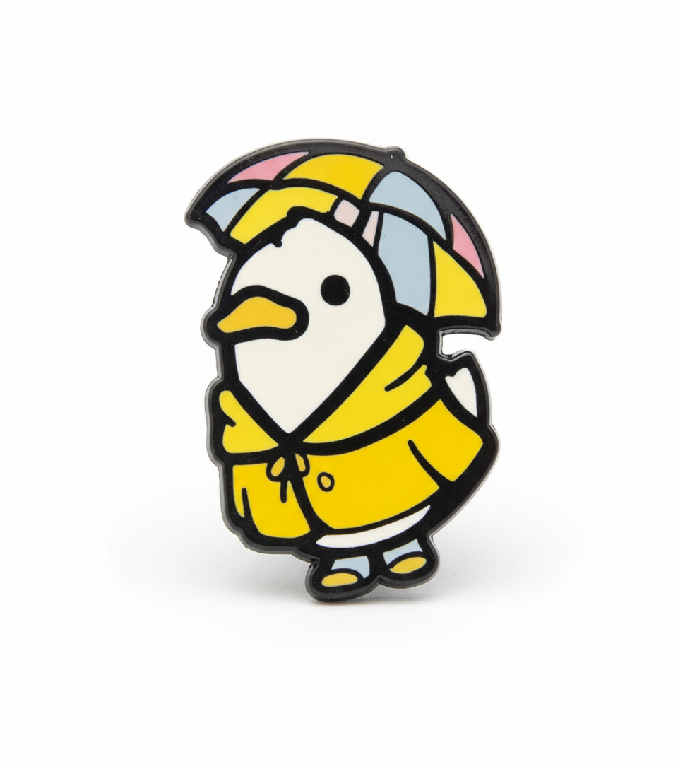 Pin's Canard Blanc Temps de pluie