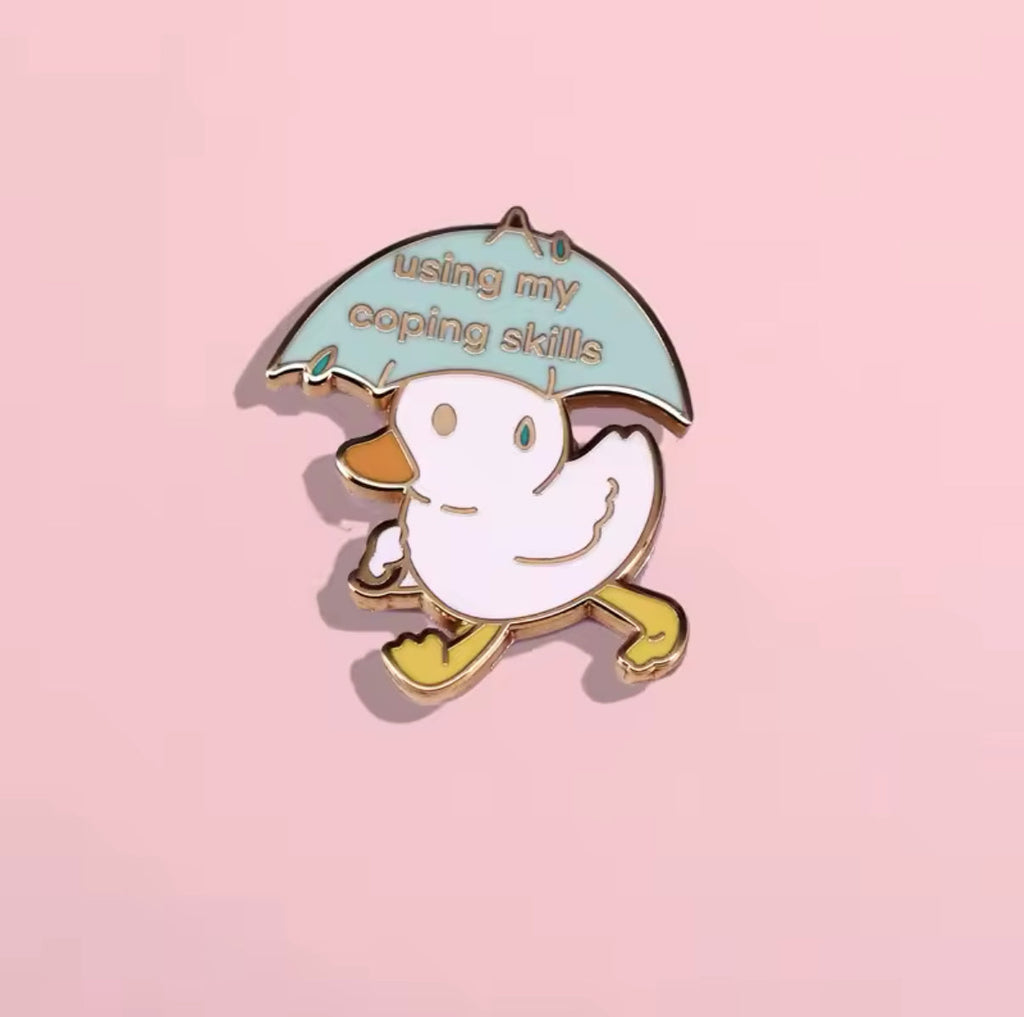 pins canard blanc avec parapluie using my coping style