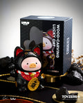 LuLu the Piglet - Maneki Lu (black cat) — 18cm wooden sculpture