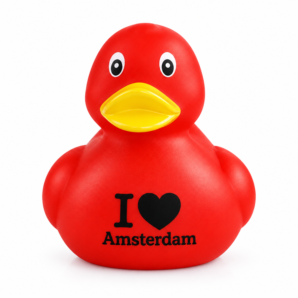 Canard « I LOVE Amsterdam » Dutch Ducky – coloris rouge – vue 3