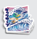 Surfing Mallard Duck Sticker