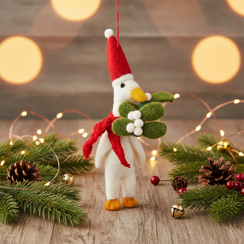 Boule de Noël en Feutrine Canard "Christmas Quacker"