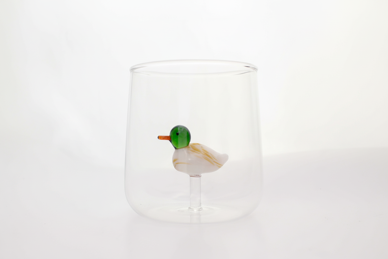 Glass with 3D Mallard Duck