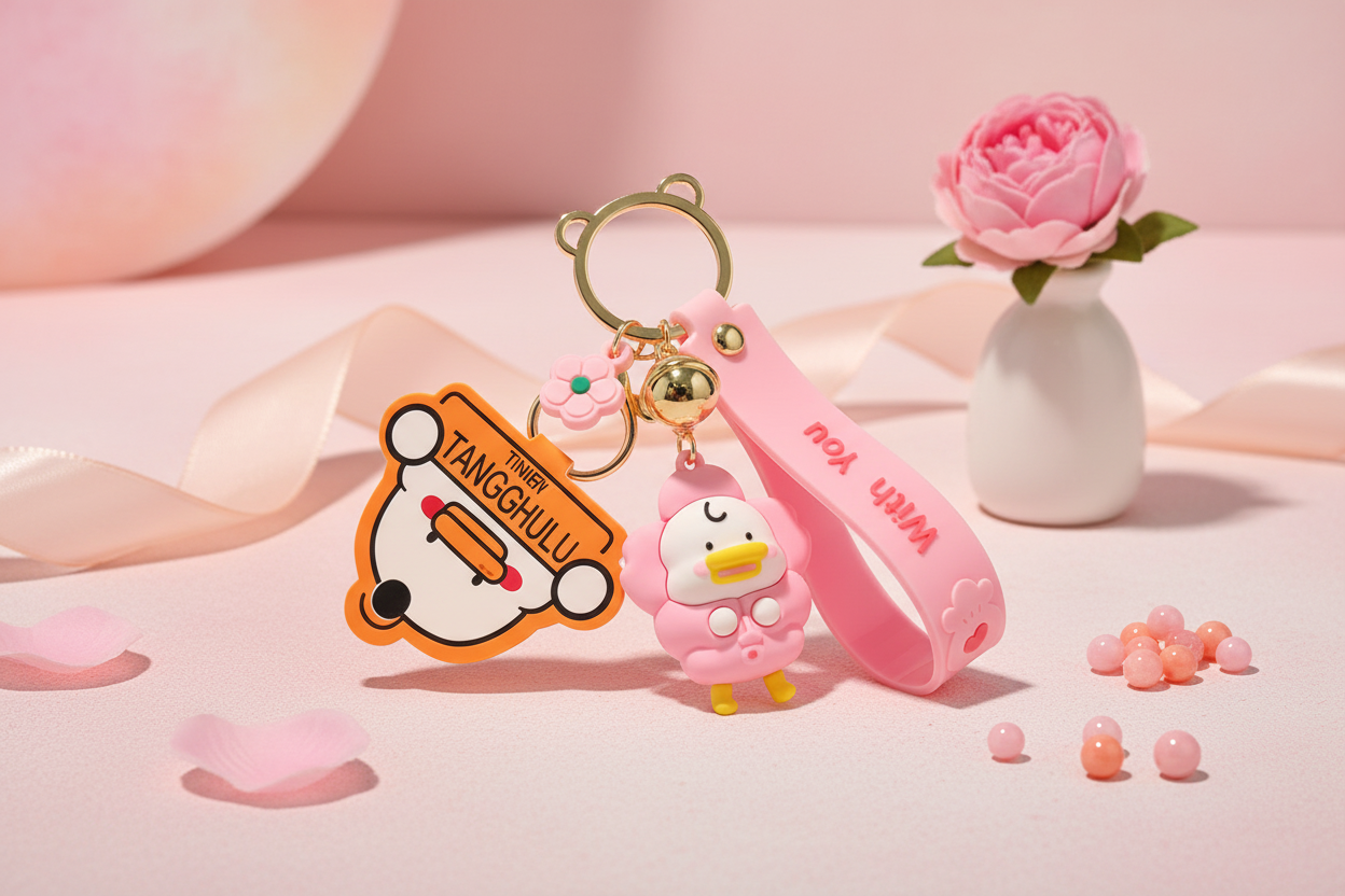 Cherry Blossom Duck Keychain